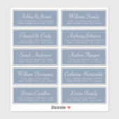 エレガントなカリグラフィーブルーのゲスト住所ラベル シール (シート)