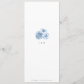 エレガントなカリグラフィーブルーの水彩花の結婚式 メニュー (裏面)