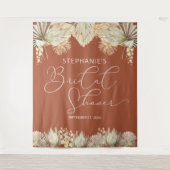 エレガントなカリグラフィーボホテラコッタ ブライダルシャワー タペストリー (正面)