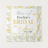 エレガントなカリグラフィーレモン柄のブライダルシャワー タペストリー (正面)