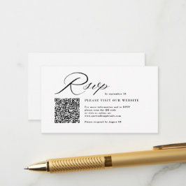 エレガントなカリグラフィー体とQRコードの結婚式RSVP エンクロージャーカード