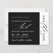 エレガントなカリグラフィー体とQRコードのSave The Date (正面)
