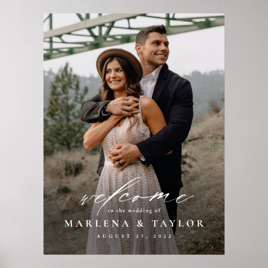 エレガントなカリグラフィー写真 ウェディング ウェルカム ポスター (正面)