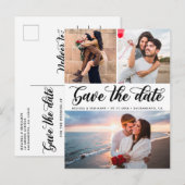 エレガントなカリグラフィー写真 ウェディング セーブ・ザ・デート 案内ポストカード (正面/裏面)