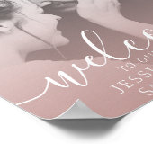 エレガントなカリグラフィー写真 ローズゴールド ウェディング ポスター (角)