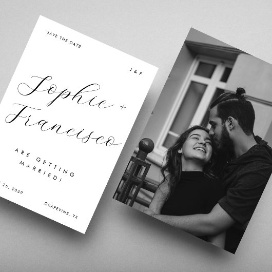 エレガントなカリグラフィー名 ミニマルチックな結婚式 セーブザデート