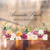 エレガントなカリグラフィー水彩ローズフラワーフローラル ウィンドウサイン (シート2)