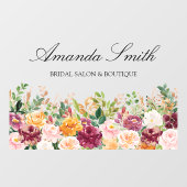 エレガントなカリグラフィー水彩ローズフラワーフローラル ウィンドウサイン (シート)