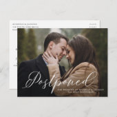 エレガントなカリグラフィー結婚延期 案内ポストカード (正面/裏面)
