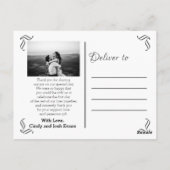 エレガントなカリグラフィー結婚式のお礼 ポストカード (裏面)