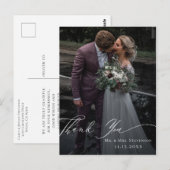 エレガントなカリグラフィー結婚式の写真お礼 ポストカード (正面/裏面)