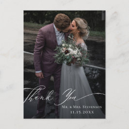 エレガントなカリグラフィー結婚式の写真お礼 ポストカード