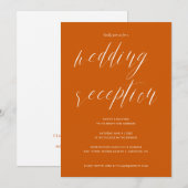 エレガントなカリグラフィー結婚式の披露宴　バーントオレンジ 招待状 (正面/裏面)