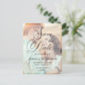 エレガントなカリグラフィー結婚式のSave the Date 2枚の写真付き ポストカード (スタンド正面)