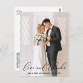 エレガントなカリグラフィー結婚式写真ラブサンクス ポストカード (正面/裏面)