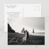 エレガントなカリグラフィー結婚式写真感謝カード ポストカード (正面/裏面)