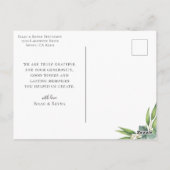 エレガントなカリグラフィー結婚式写真感謝カード ポストカード (裏面)