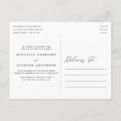 エレガントなカリグラフィー結婚式延期 案内ポストカード (裏面)