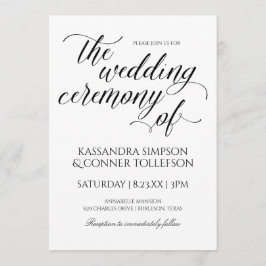 エレガントなカリグラフィー結婚式招待状 | ブラック 招待状