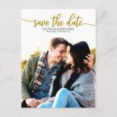 エレガントなカリグラフィー結婚式Save The Date写真 ポストカード (正面)