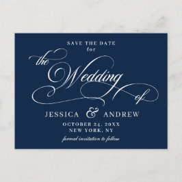 エレガントなカリグラフィー結婚式Save the Date ポストカード
