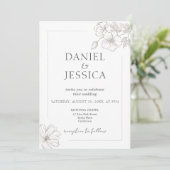 エレガントなカリグラフィー花飾りスクリプト結婚式 招待状 (スタンド正面)