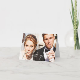 エレガントなカリグラフィー2 フォト ウェディング サンクス カード