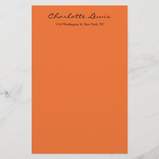 エレガントなカリグラフィー　オレンジ　シンプル　読みやすいテキスト 便箋 (正面)