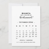 エレガントなカリグラフィー カレンダー ブライズメイド 提案カード 招待状 (正面)
