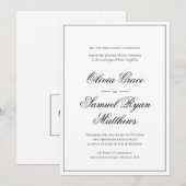 エレガントなカリグラフィー クラシックボーダー ホワイト ウェディング 招待状 (正面/裏面)