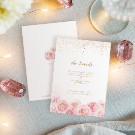 エレガントなカリグラフィー ゴールド&ブッシュ フローラル ウェディング エンクロージャーカード