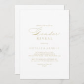 エレガントなカリグラフィー ゴールド 性別発表パーティー 招待状 (正面/裏面)