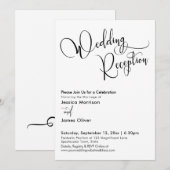 エレガントなカリグラフィー シンプルウェディングレセプション 招待状 (正面/裏面)