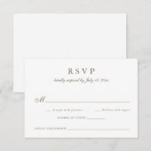 エレガントなカリグラフィー スクリプト オリーブ セージ 結婚式の出欠確認 招待状 (正面/裏面)