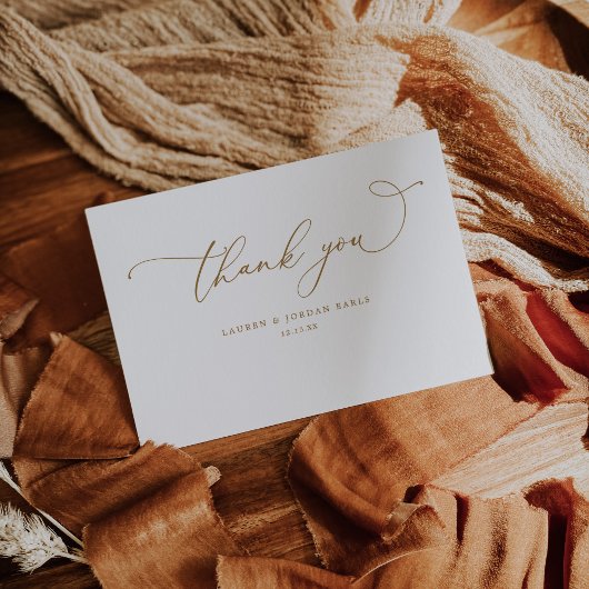 エレガントなカリグラフィー スクリプト ゴールド ウェディング サンキューカード