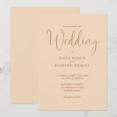 エレガントなカリグラフィー スクリプト ソフト ピンクの結婚式 招待状 (正面/裏面)