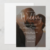 エレガントなカリグラフィー スクリプト フォト ウェディング 招待状 (正面/裏面)