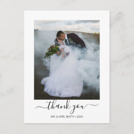 エレガントなカリグラフィー スクリプト 結婚式の写真 ありがとう ポストカード