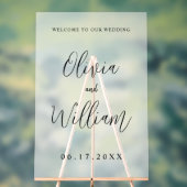 エレガントなカリグラフィー スクリプト 結婚式 ウェルカム 霜加工 アクリルサイン (ニュートラル)