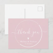 エレガントなカリグラフィー - ダスティピンクの結婚式のお礼 ポストカード (正面/裏面)