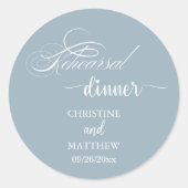 エレガントなカリグラフィー ダスティーブルー リハーサルディナー ラウンドシール (正面)