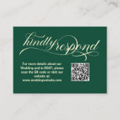 エレガントなカリグラフィー ティール 結婚式 QR コード RSVP カード (正面)