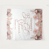 エレガントなカリグラフィー ドライ パーム ボホ ブライダル シャワー タペストリー (正面(横))