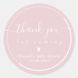 エレガントなカリグラフィー ピンクのベビーシャワー お礼 ラウンドシール