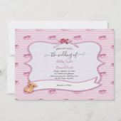 エレガントなカリグラフィー ピンク おしゃれな結婚式 招待状 (正面)