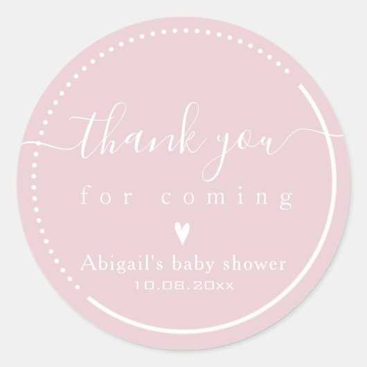 エレガントなカリグラフィー ピンク ベビーシャワー 感謝 ラウンドシール (正面)