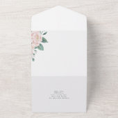 エレガントなカリグラフィー ピンク&ホワイトの花のウェディング オールインワン招待状 (外側)
