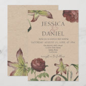 エレガントなカリグラフィー フラワースクリプト ウェディング インビテーション (正面/裏面)