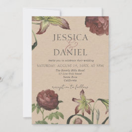 エレガントなカリグラフィー フラワースクリプト ウェディング インビテーション