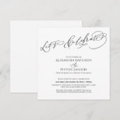 エレガントなカリグラフィー　ブラック＆ホワイトでお祝いしよう 招待状 (正面/裏面)